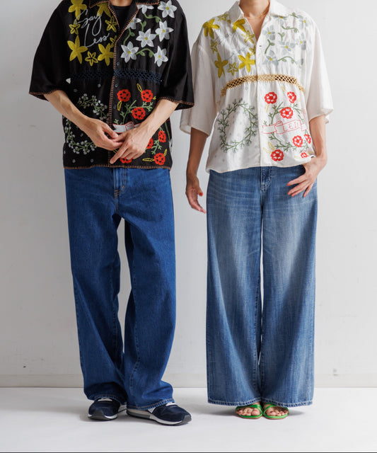 【MEN , WOMEN】LEIN / ギザコットンリネンパッチワーク刺繍シャツの写真