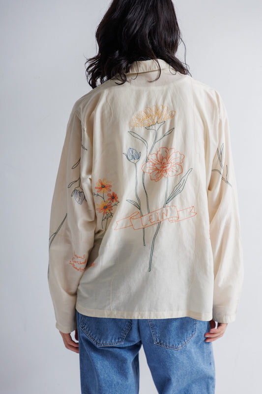 【MEN , WOMEN】LEIN / コットンシルクボタニカル刺繍シャツの写真