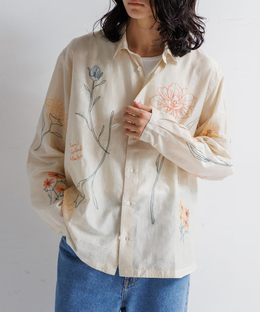 【MEN】LEIN / コットンシルクボタニカル刺繍シャツの写真