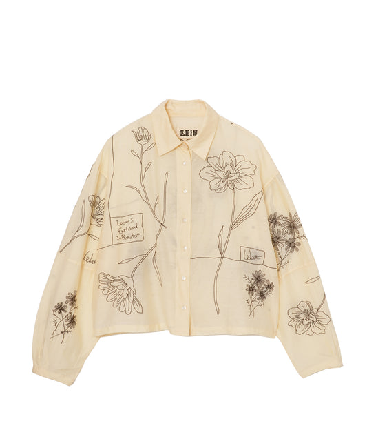 【WOMEN】LEIN コットンシルクボタニカル刺繍シャツの写真