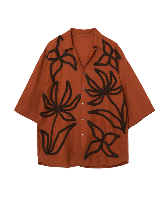 【MEN,WOMEN】LEIN ギザコットンリネンタオル刺繍シャツの写真