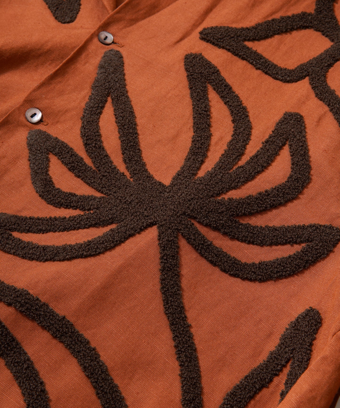 【MEN,WOMEN】LEIN ギザコットンリネンタオル刺繍シャツ