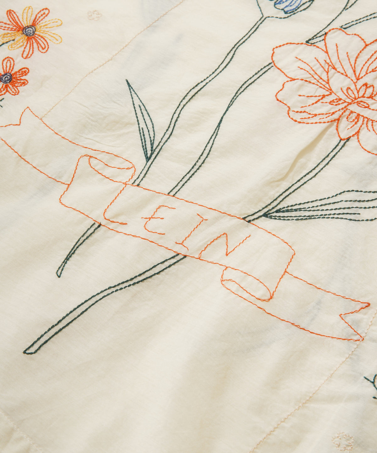 【WOMEN】LEIN / コットンシルクボタニカル刺繍シャツ