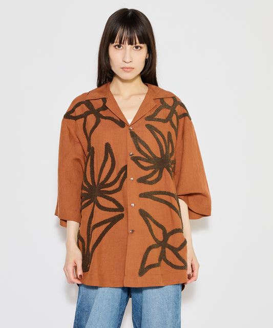 【MEN,WOMEN】LEIN / リネン混タオル刺繍シャツの写真