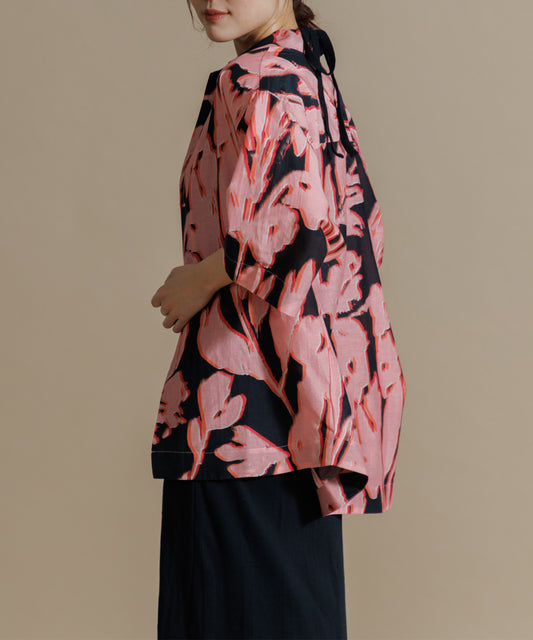 【MEN , WOMEN】LEIN コットンシルクリーフプリントシャツ の写真