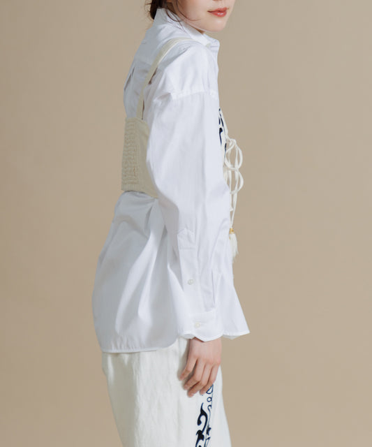 【WOMEN】LEIN / コットンリネンアリ刺繍ビスチェの写真