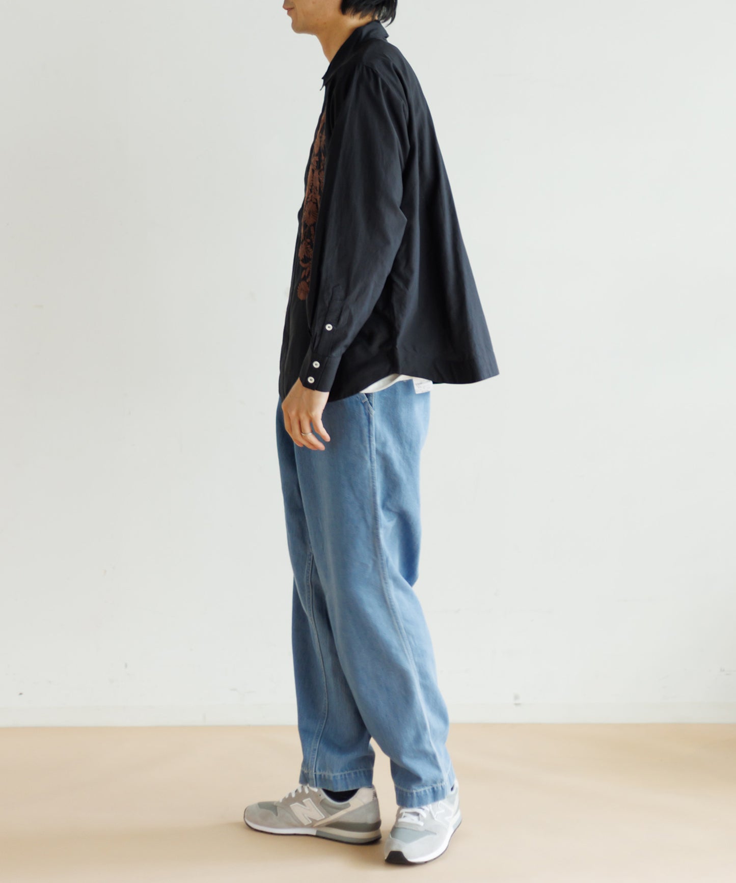 【MEN , WOMEN】LEIN / コットンシルクフラワーエンブロイダリーシャツ