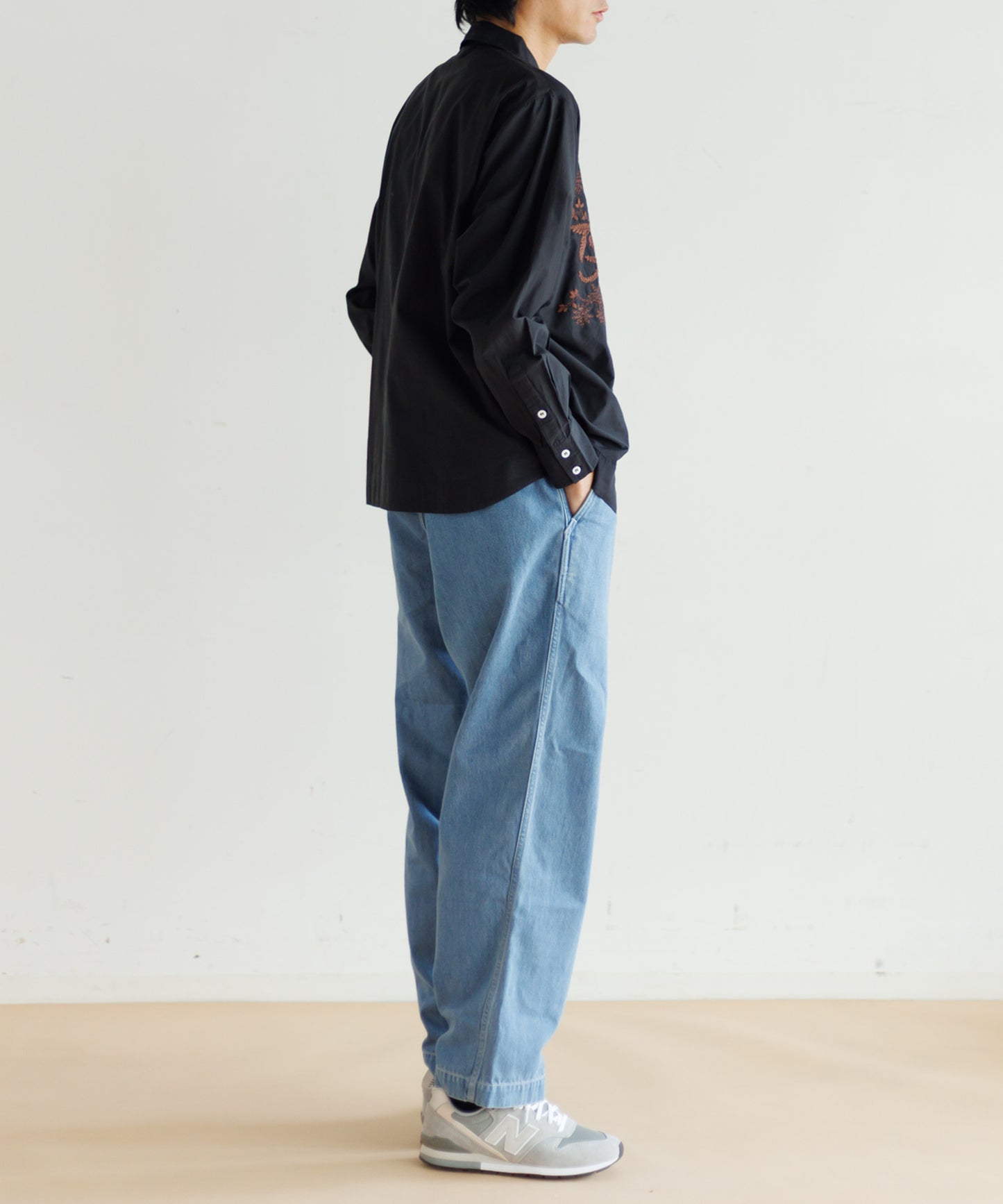 【MEN , WOMEN】LEIN / コットンシルクフラワーエンブロイダリーシャツ