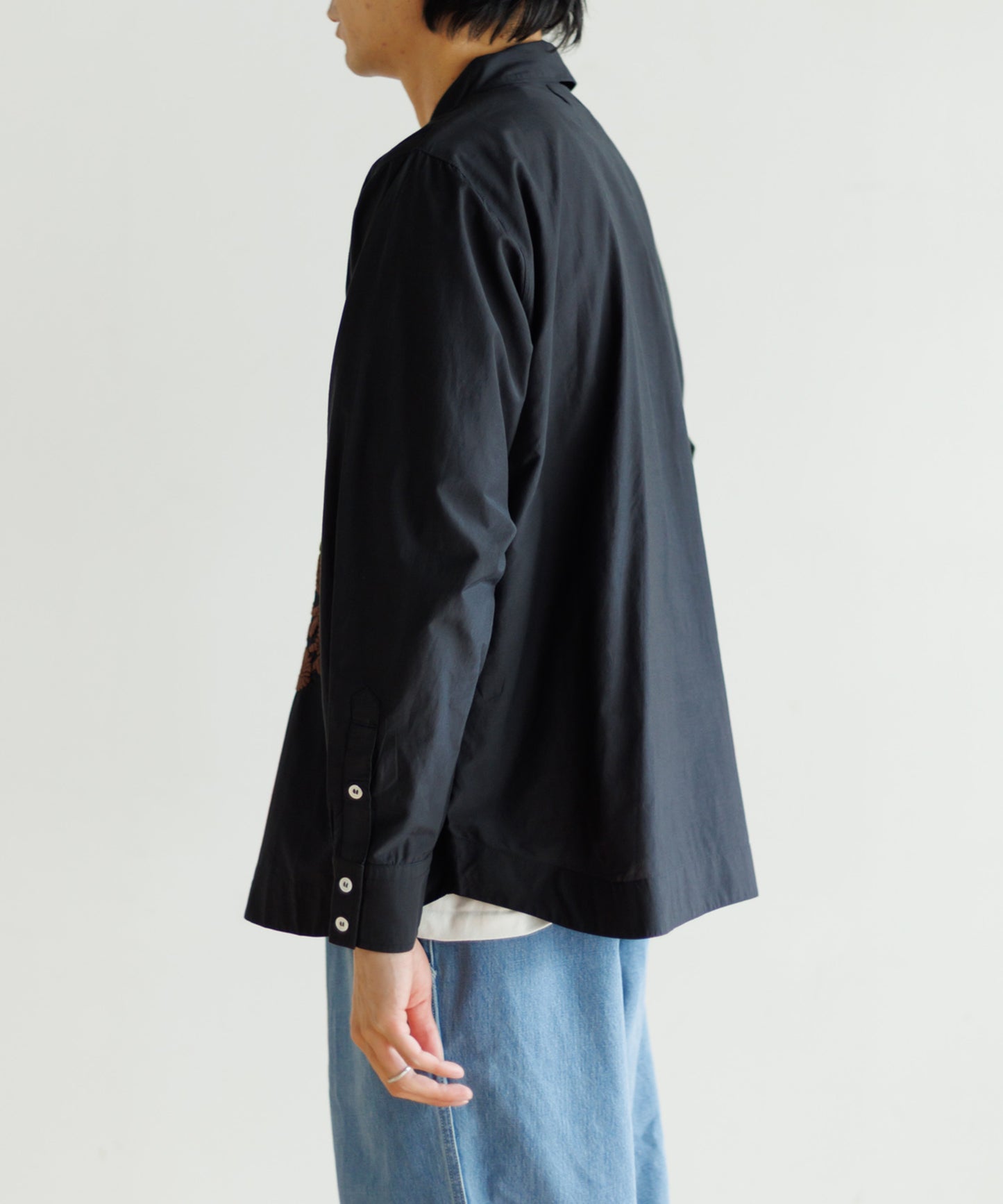 【MEN , WOMEN】LEIN / コットンシルクフラワーエンブロイダリーシャツ