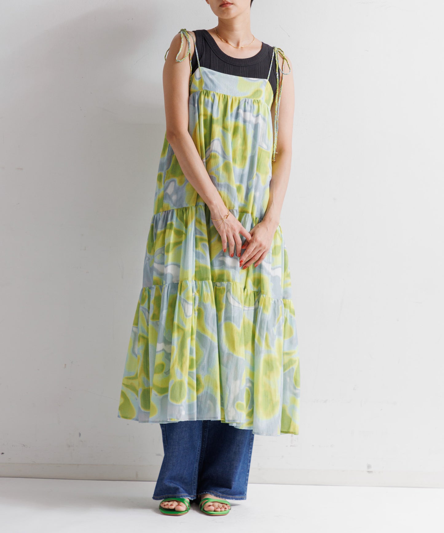 【WOMEN】LEIN コットンシルクフラワープリントワンピース