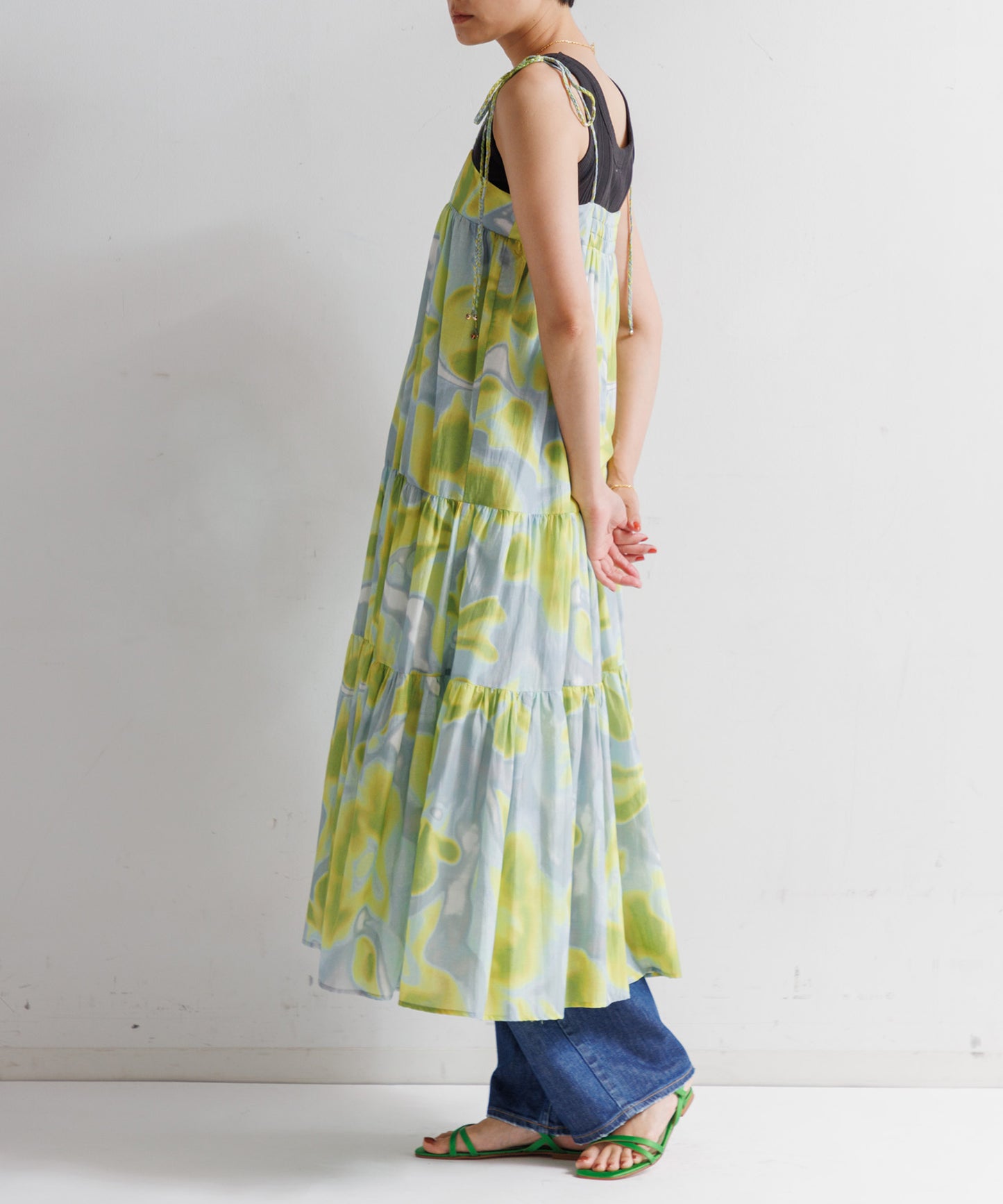 【WOMEN】LEIN コットンシルクフラワープリントワンピース