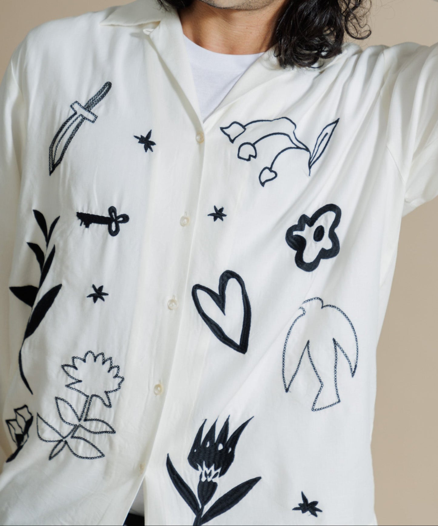 【MEN , WOMEN】LEIN / お絵描き刺繍シャツ