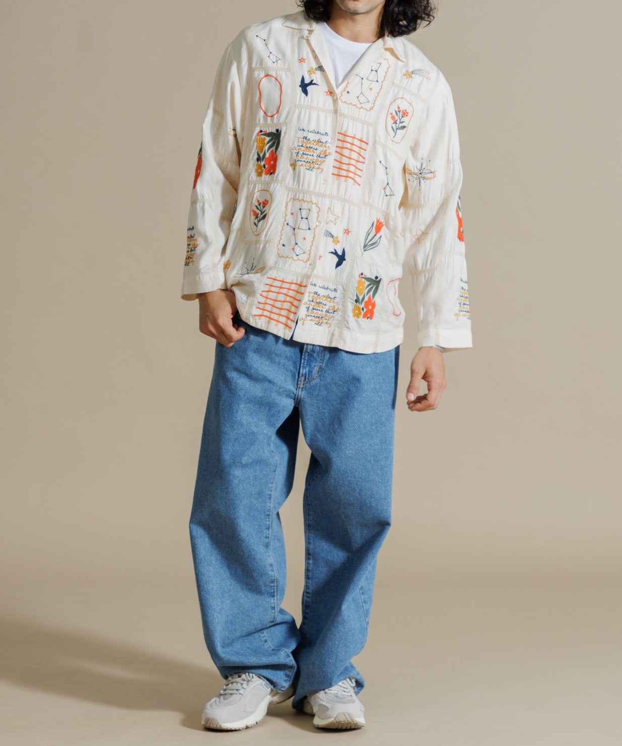 【MEN , WOMEN】LEIN / パッチワーク刺繍シャツ