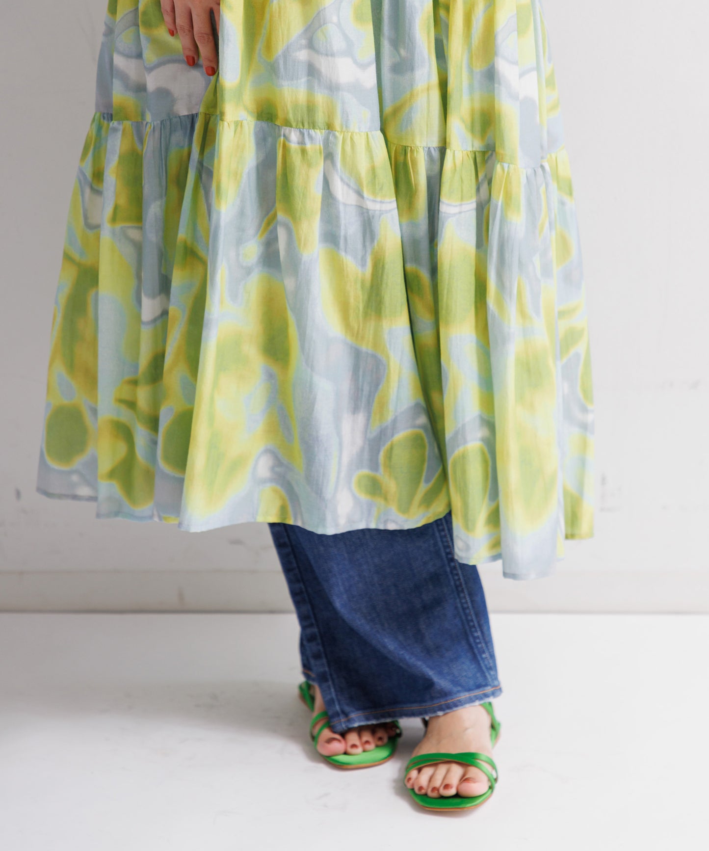 【WOMEN】LEIN コットンシルクフラワープリントワンピース