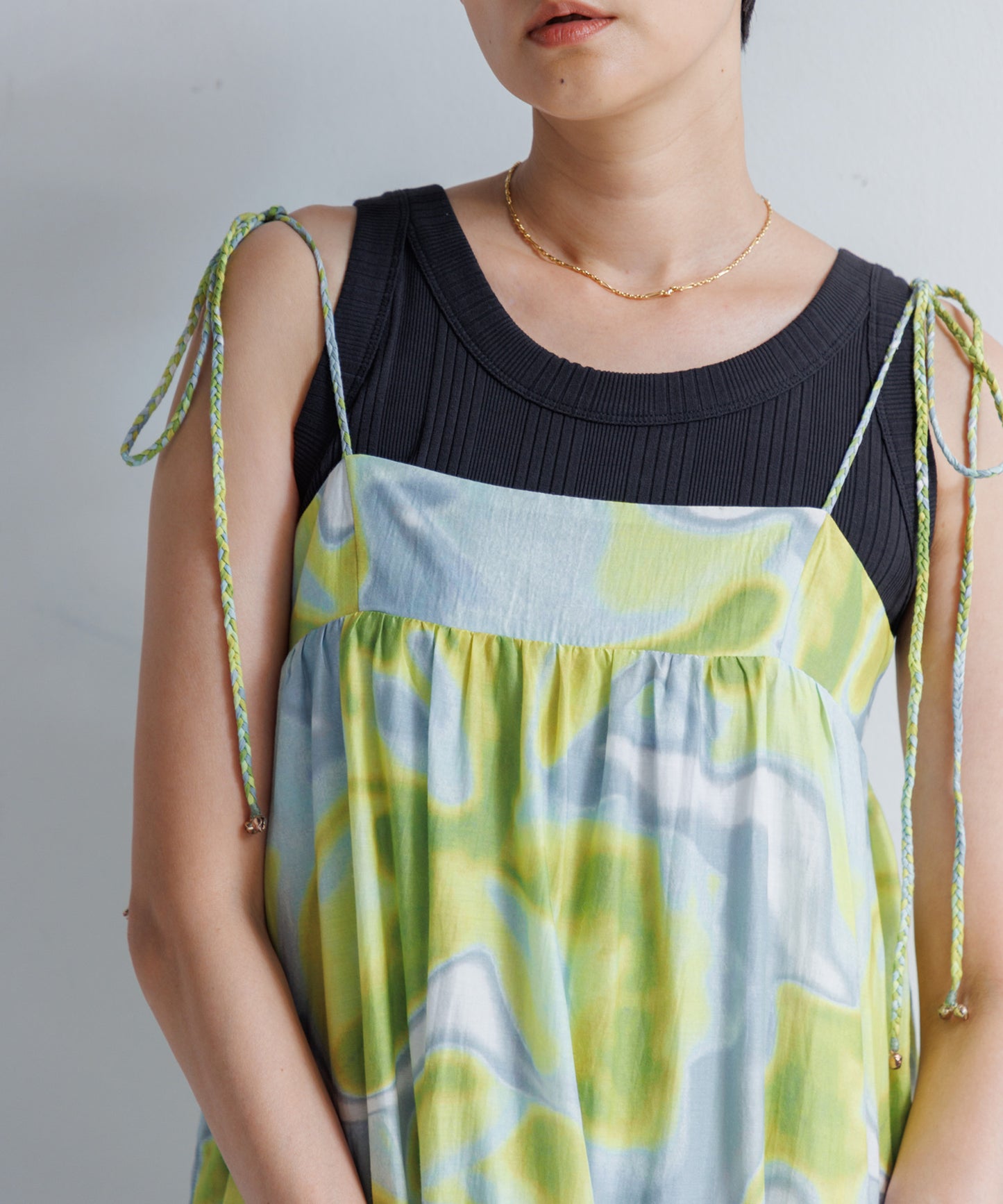 【WOMEN】LEIN コットンシルクフラワープリントワンピース