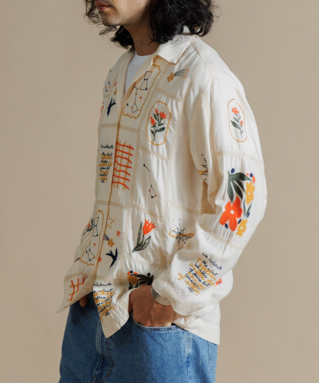 【MEN , WOMEN】LEIN / パッチワーク刺繍シャツ