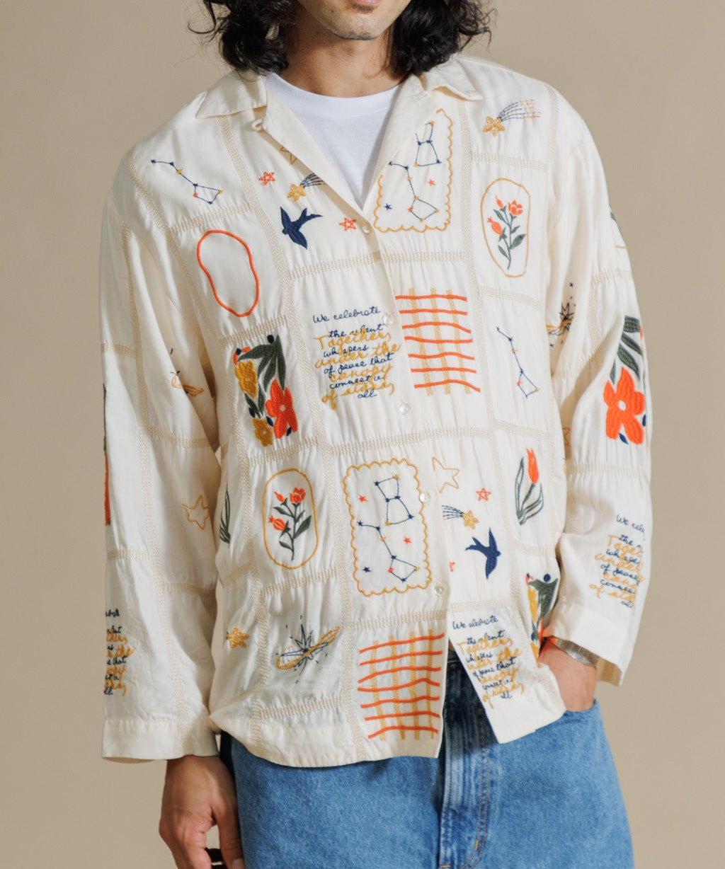 【MEN , WOMEN】LEIN / パッチワーク刺繍シャツ