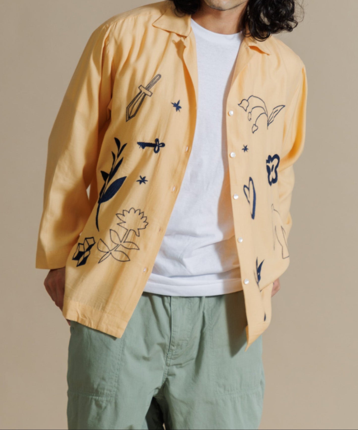 【MEN , WOMEN】LEIN / お絵描き刺繍シャツ