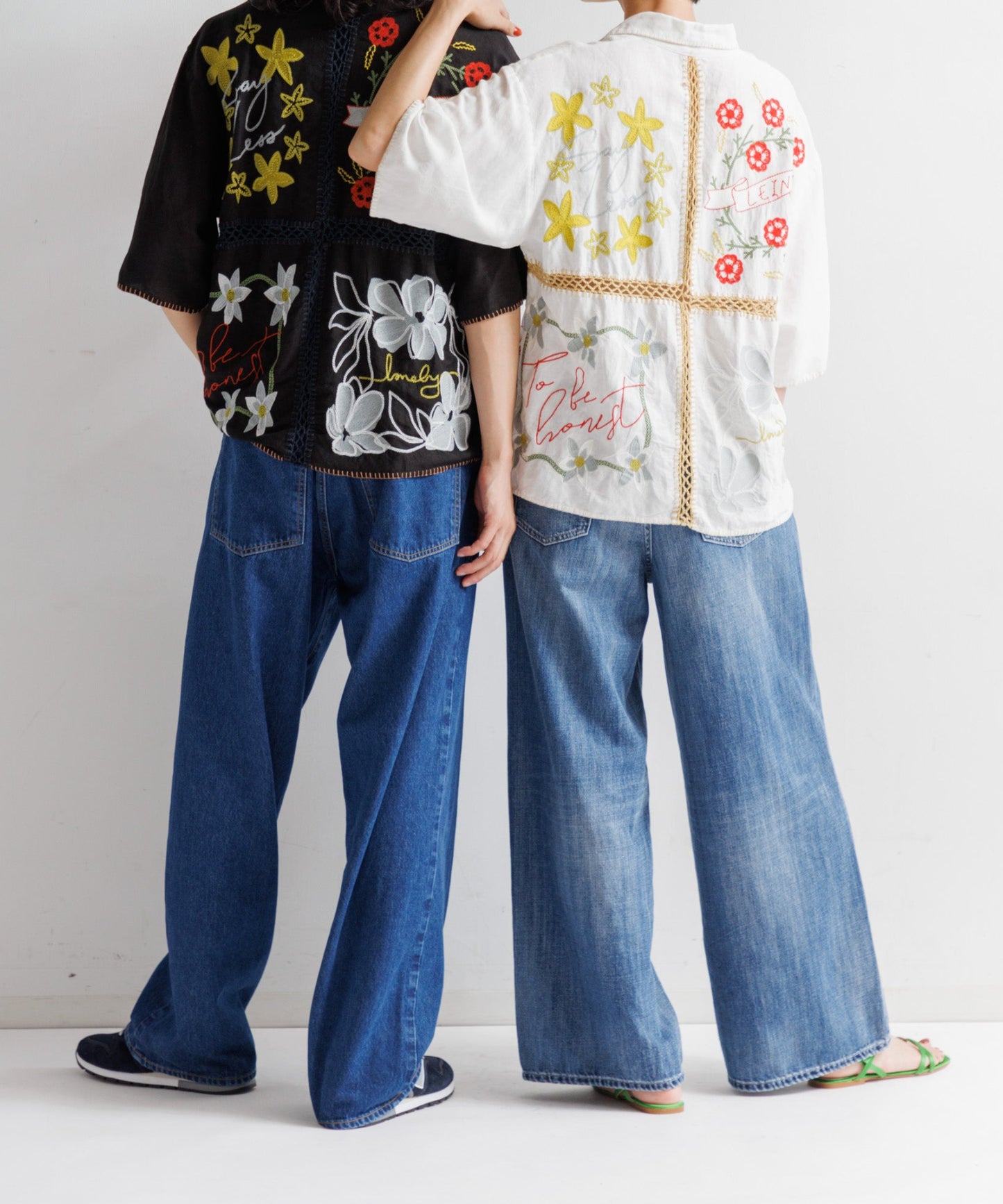 【MEN , WOMEN】LEIN / ギザコットンリネンパッチワーク刺繍シャツ