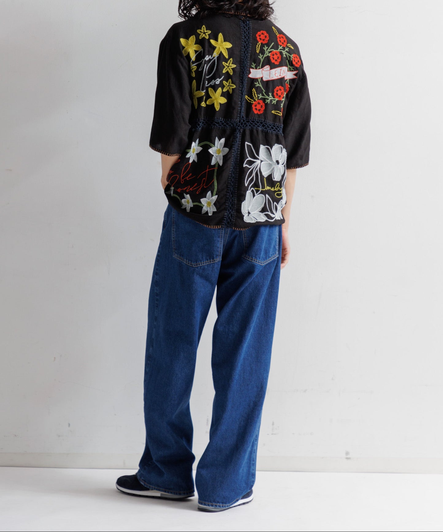 【MEN , WOMEN】LEIN / ギザコットンリネンパッチワーク刺繍シャツ