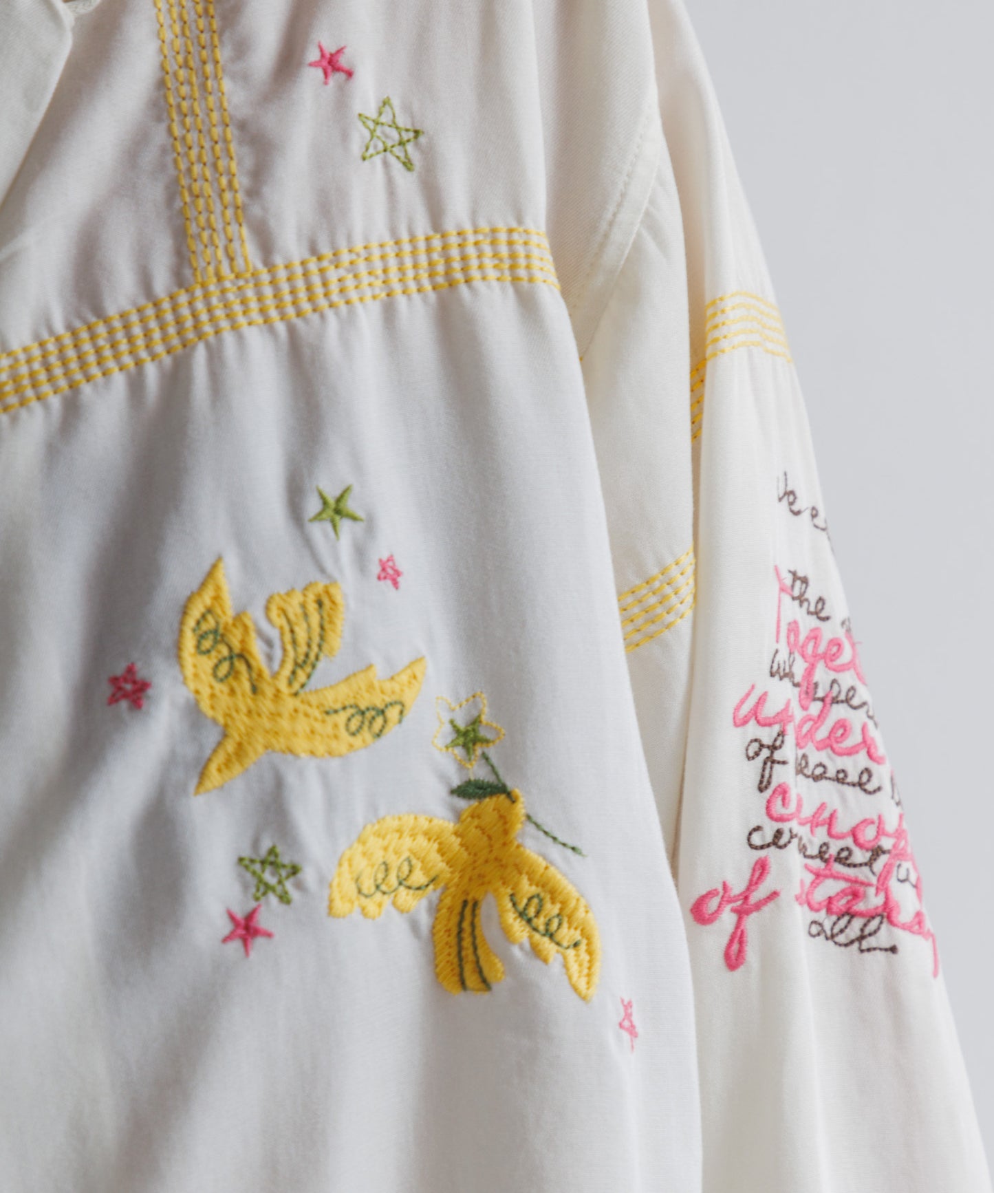 【MEN,WOMEN】LEIN お絵描きパッチワーク刺繍シャツ