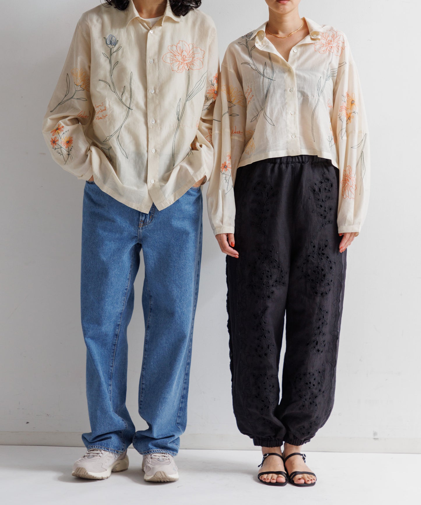 【MEN】LEIN / コットンシルクボタニカル刺繍シャツ
