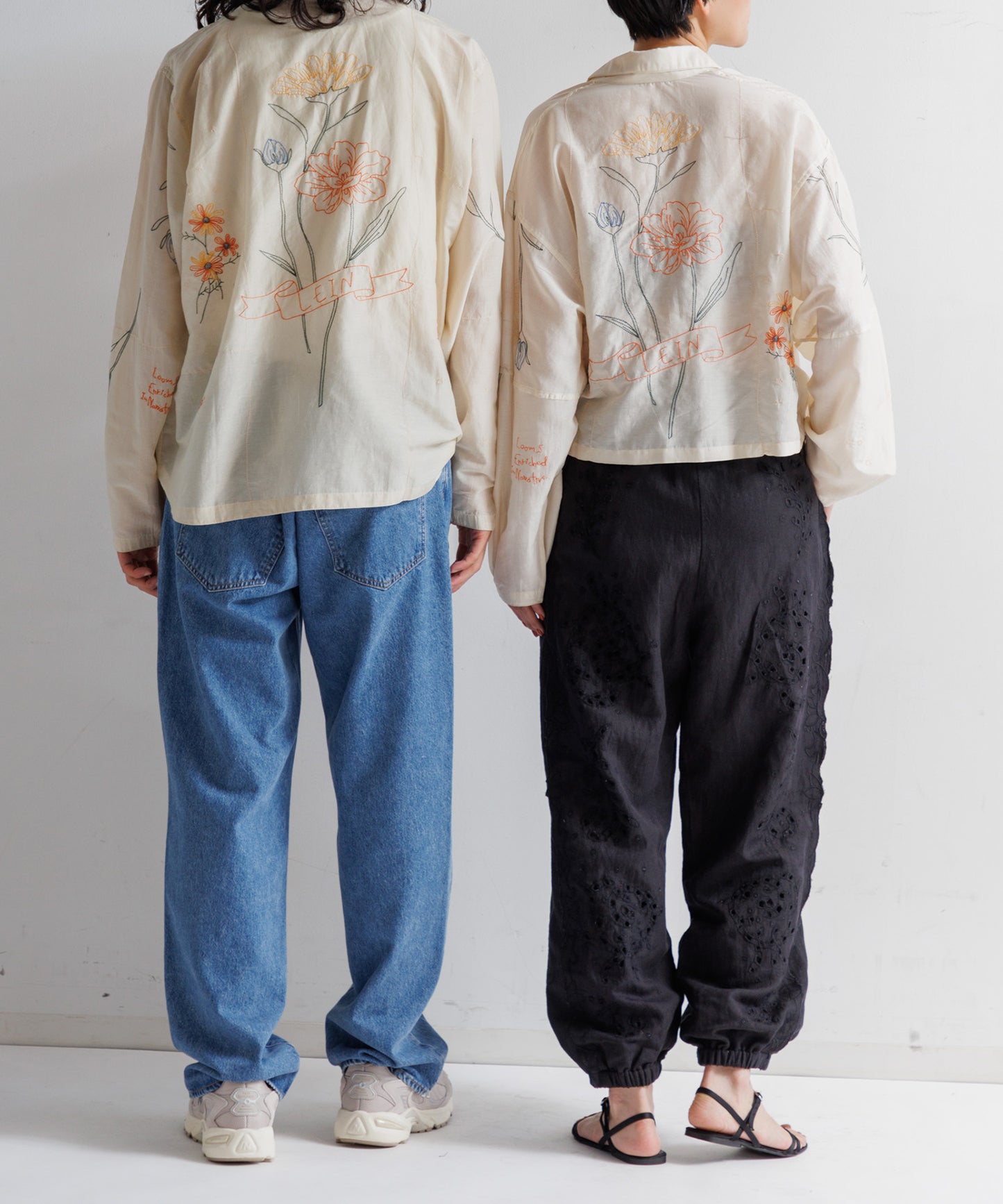 【WOMEN】LEIN コットンシルクボタニカル刺繍シャツ