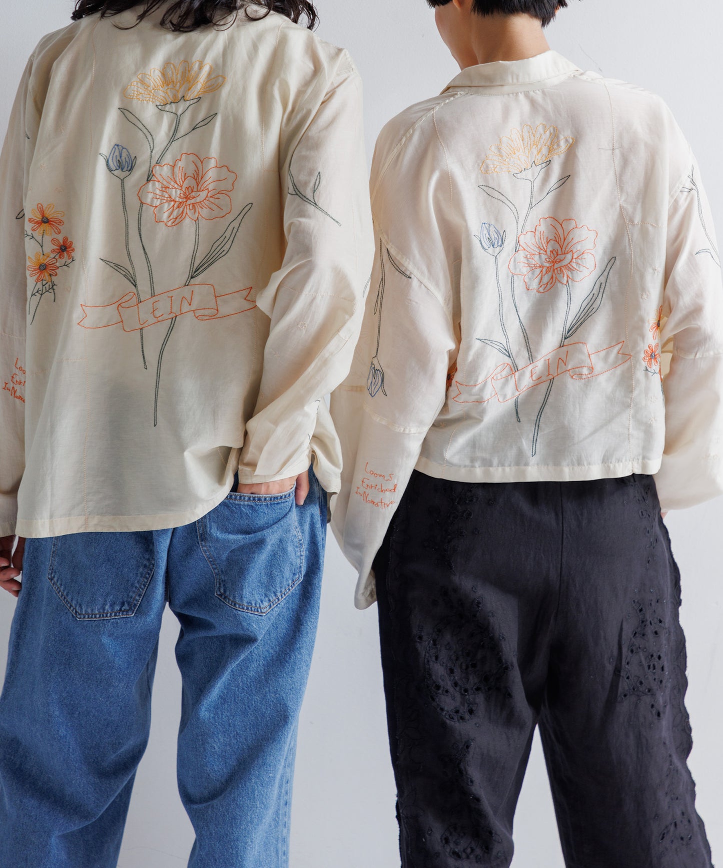 【MEN】LEIN / コットンシルクボタニカル刺繍シャツ