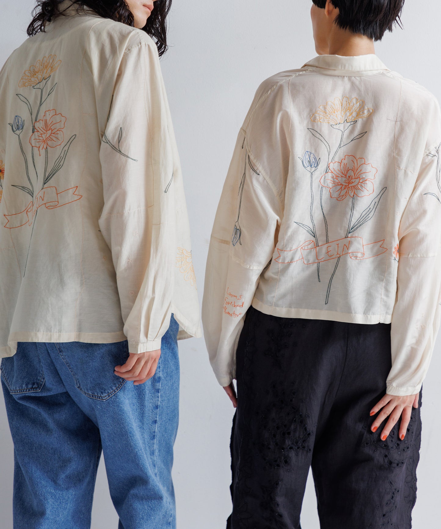 【MEN】LEIN / コットンシルクボタニカル刺繍シャツ