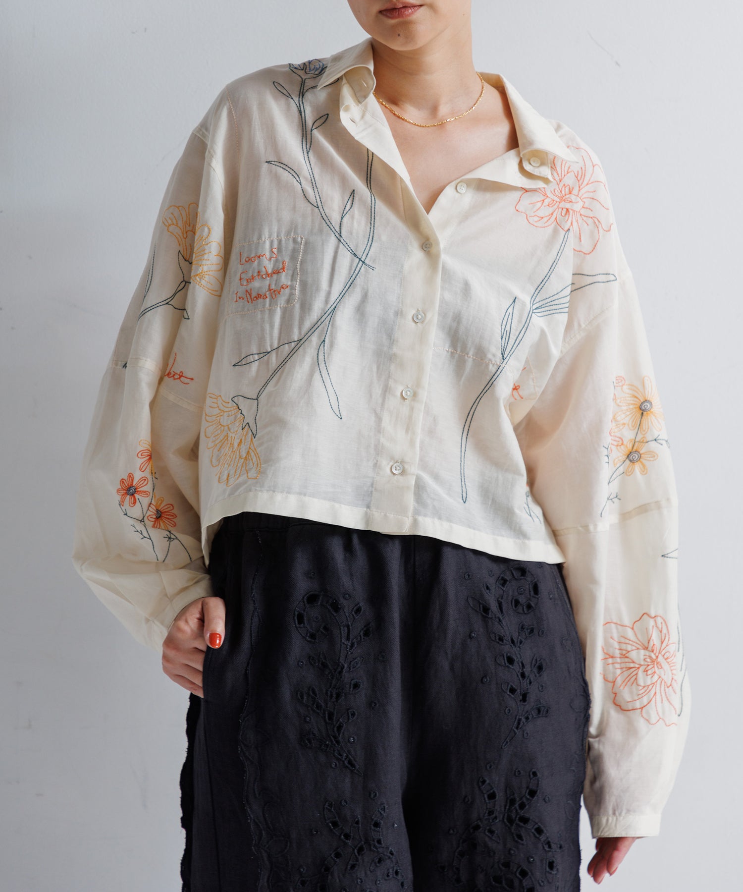 WOMEN】LEIN / コットンシルクボタニカル刺繍シャツ – DRIPSTUDIO