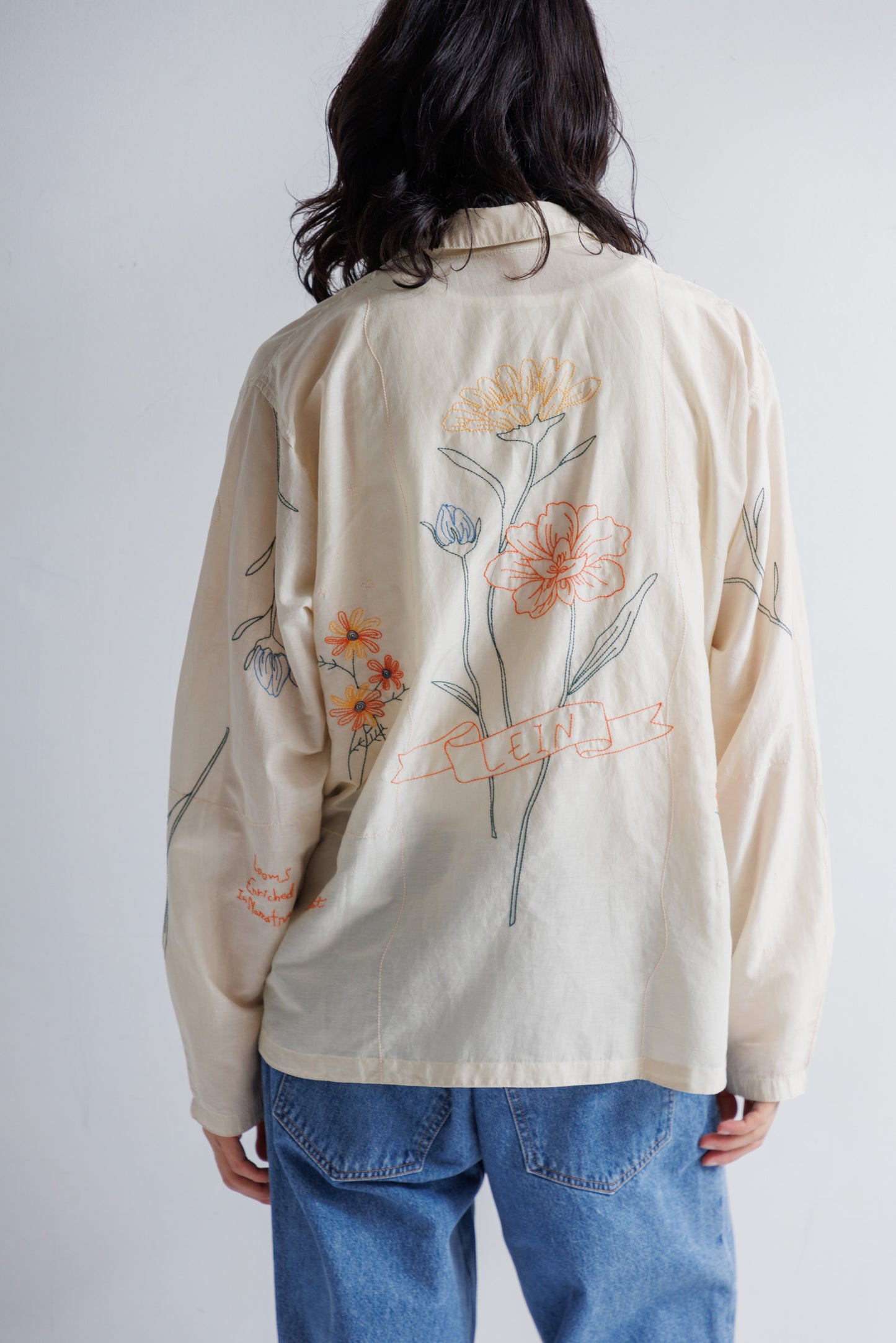 【MEN , WOMEN】LEIN / コットンシルクボタニカル刺繍シャツ