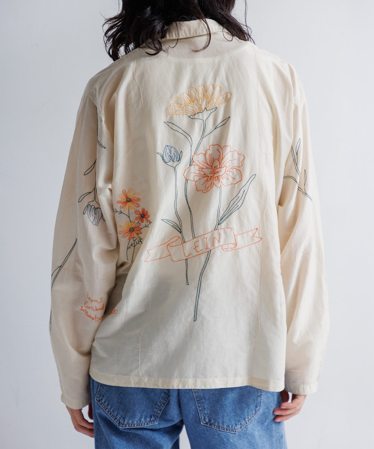 【MEN】LEIN / コットンシルクボタニカル刺繍シャツ