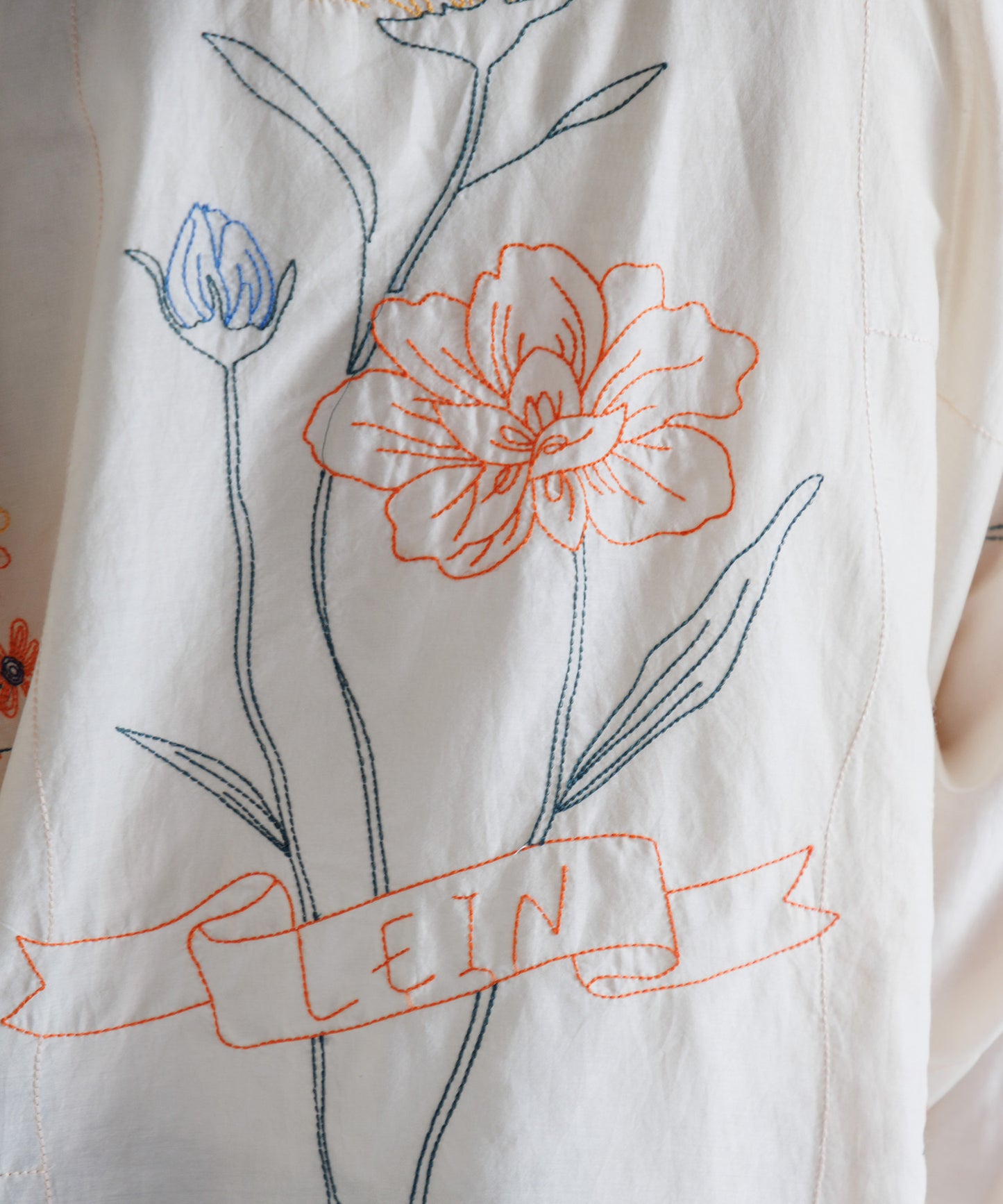 【MEN】LEIN / コットンシルクボタニカル刺繍シャツ