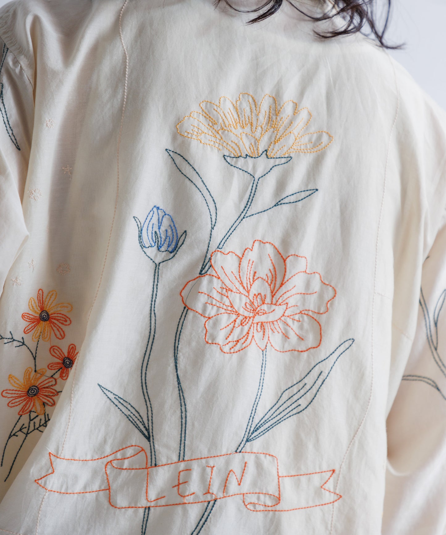 【MEN】LEIN / コットンシルクボタニカル刺繍シャツ