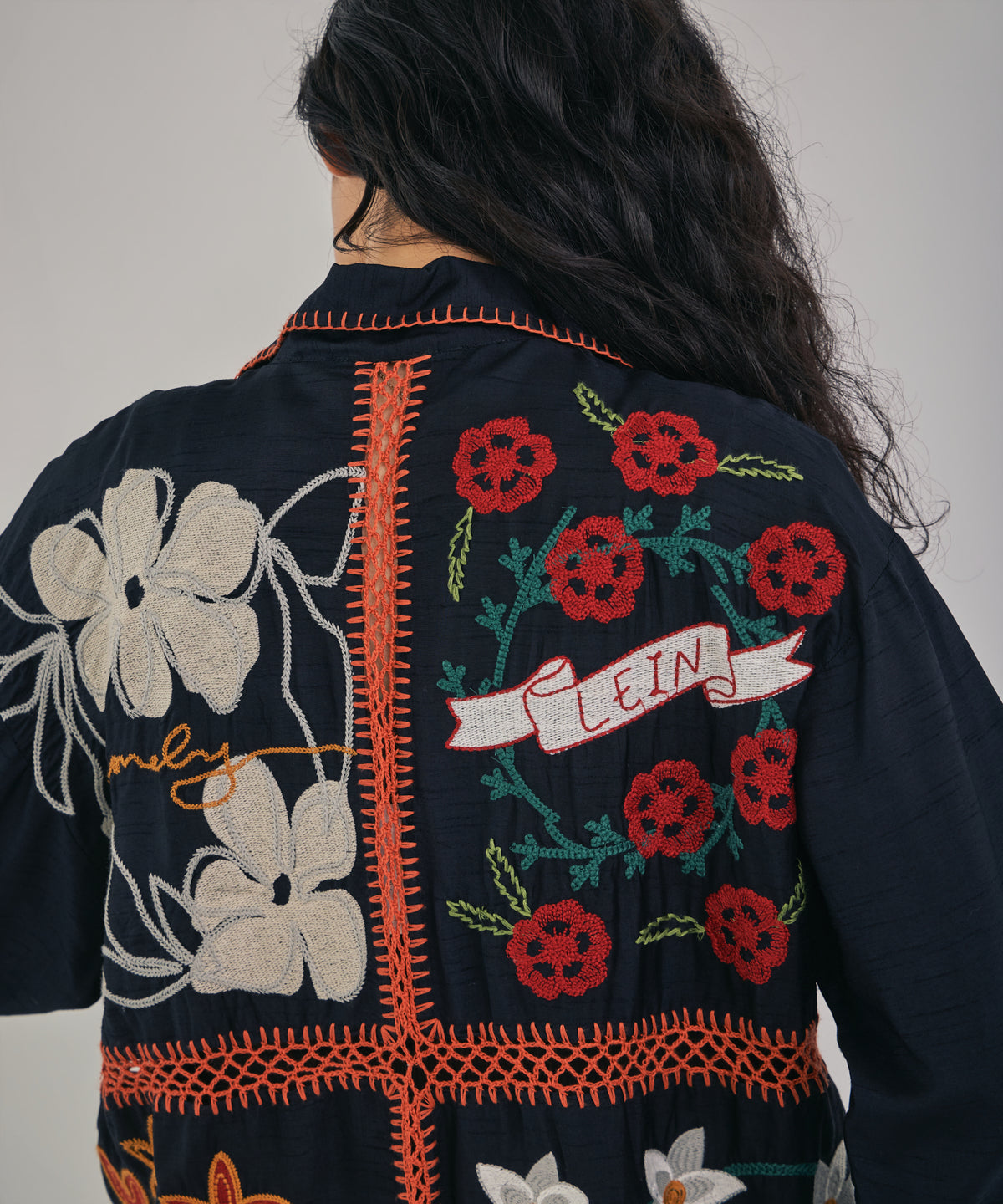 【MEN , WOMEN】パッチワーククロシェジョイントスラブレーヨンシャツ