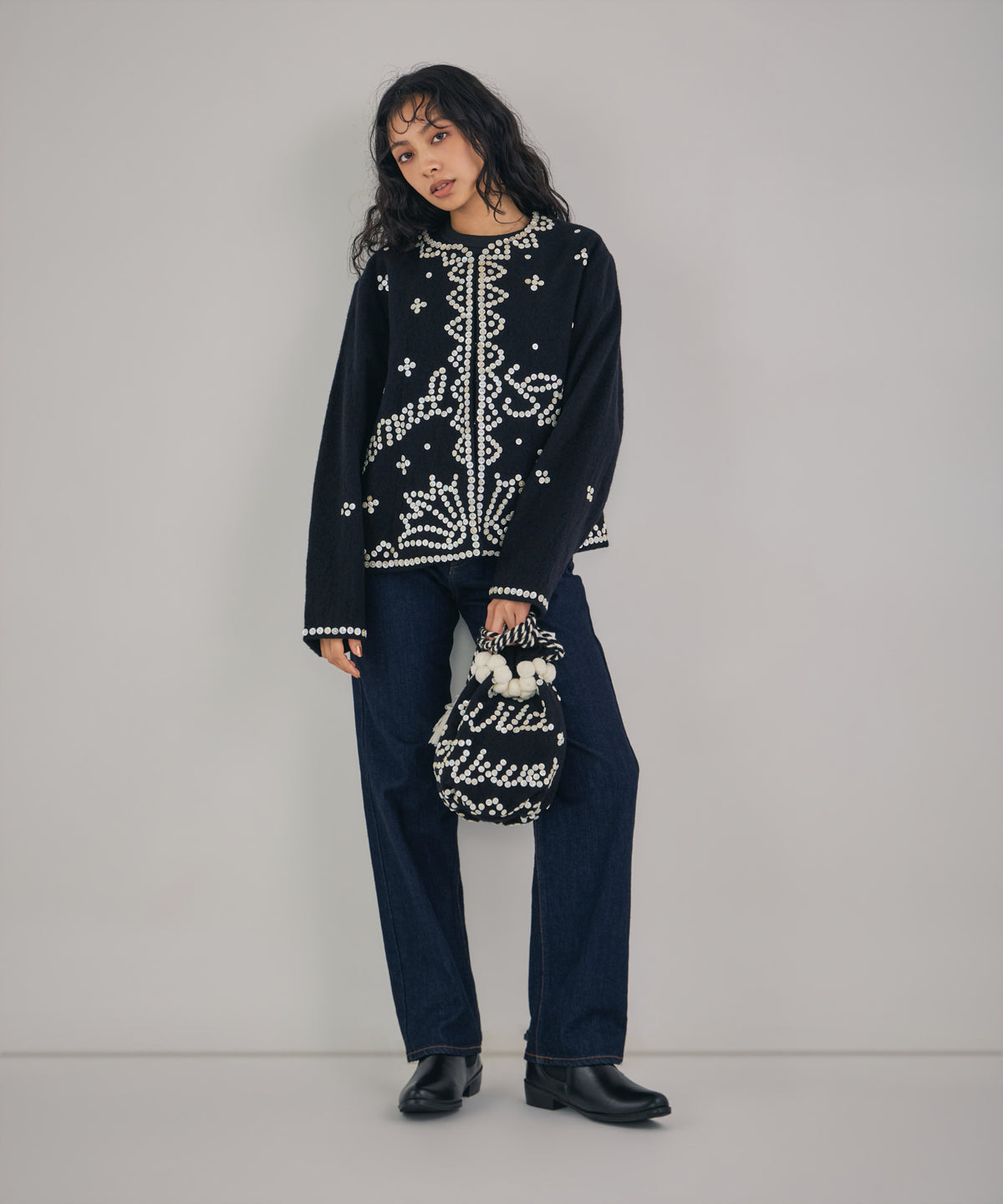 【WOMEN】シェルエンベリッシュド巾着
