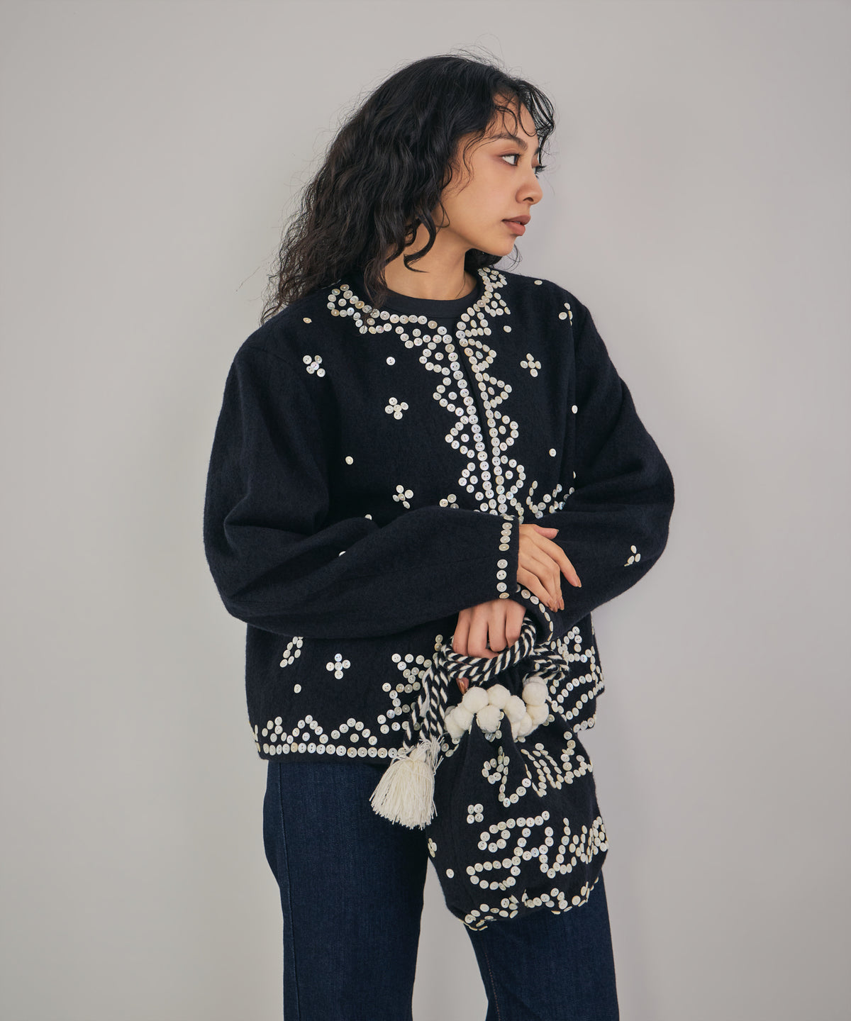 【WOMEN】シェルエンベリッシュド巾着