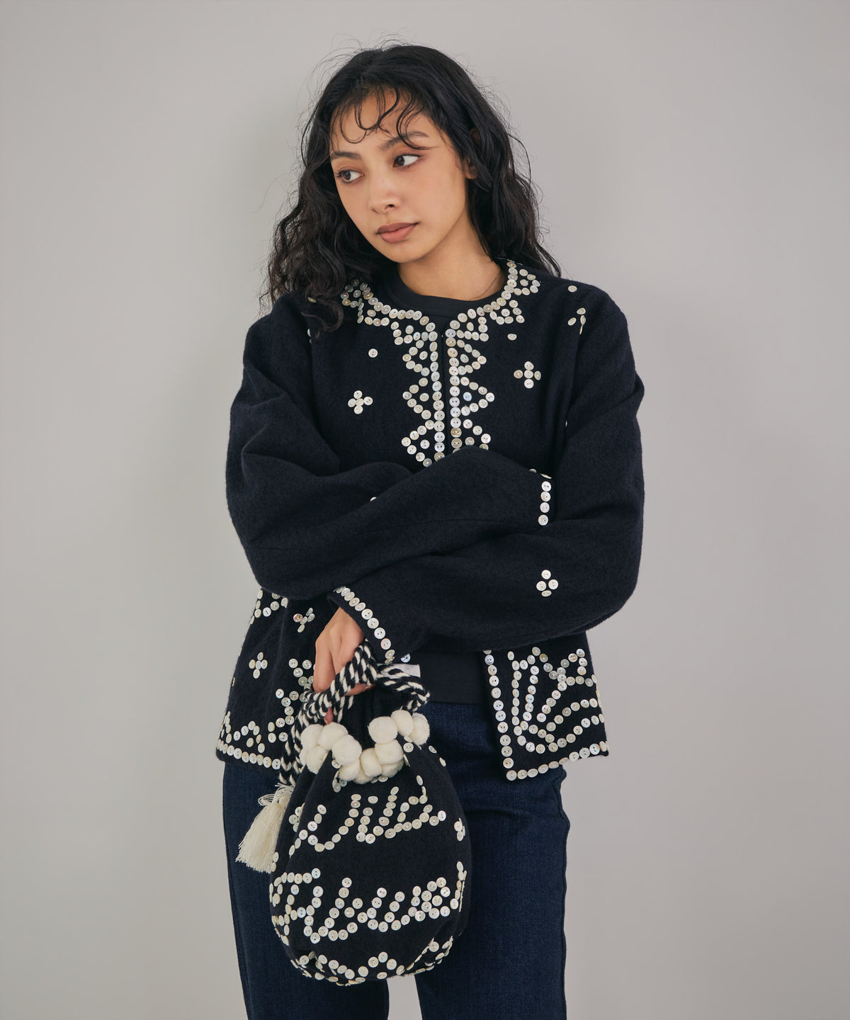 【WOMEN】シェルエンベリッシュド巾着