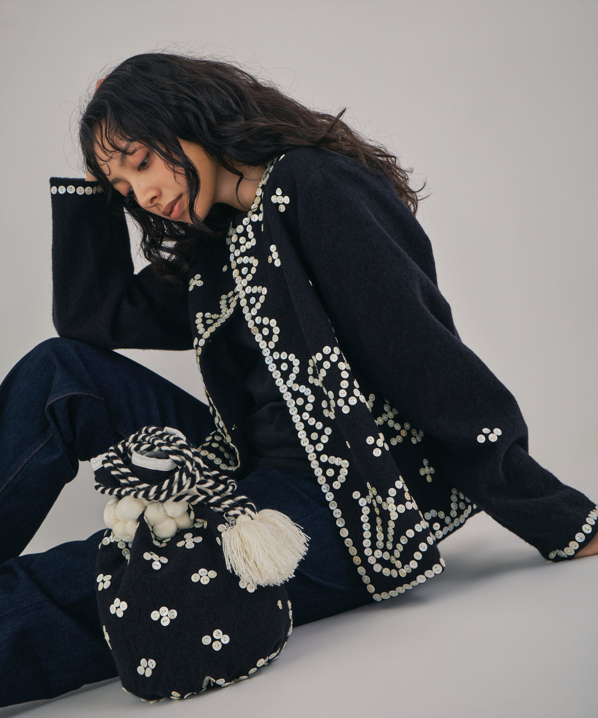 【WOMEN】シェルエンベリッシュド巾着