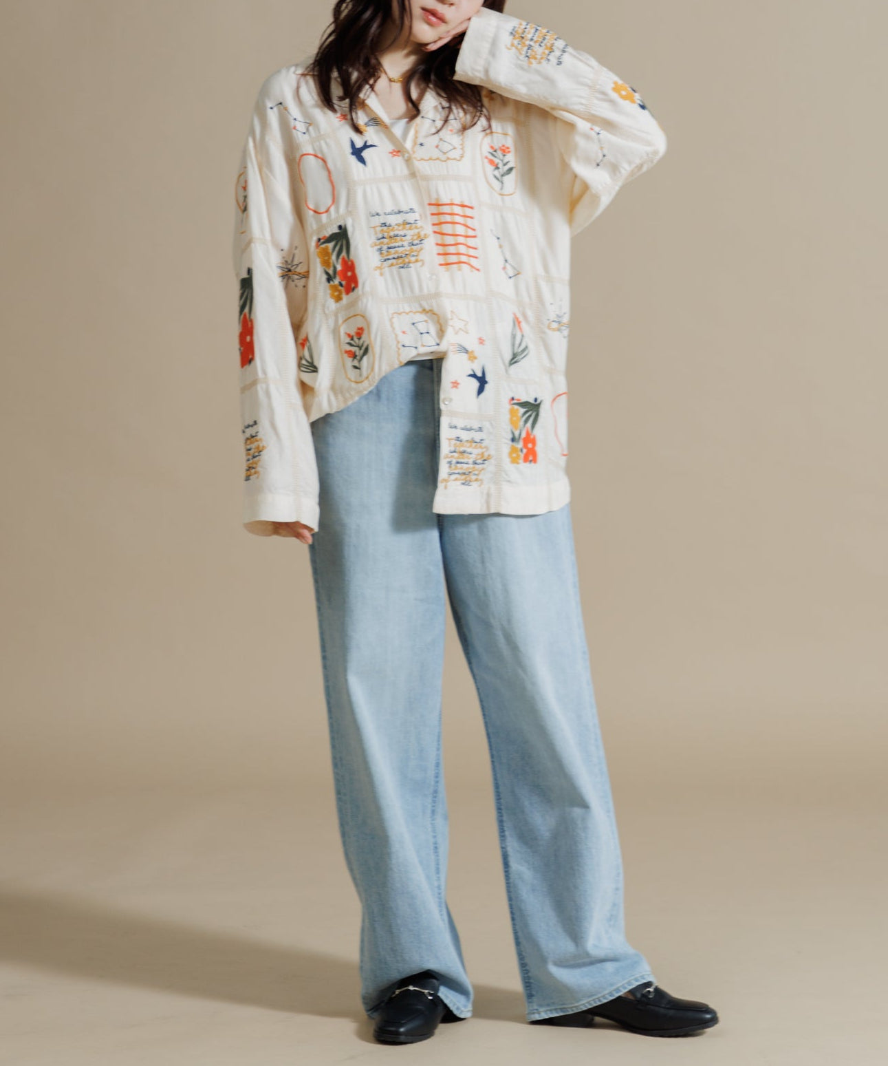 【MEN , WOMEN】LEIN / パッチワーク刺繍シャツ