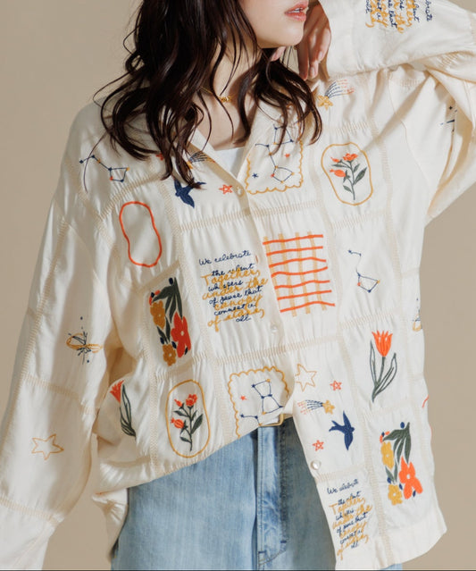 【MEN , WOMEN】LEIN / パッチワーク刺繍シャツの写真