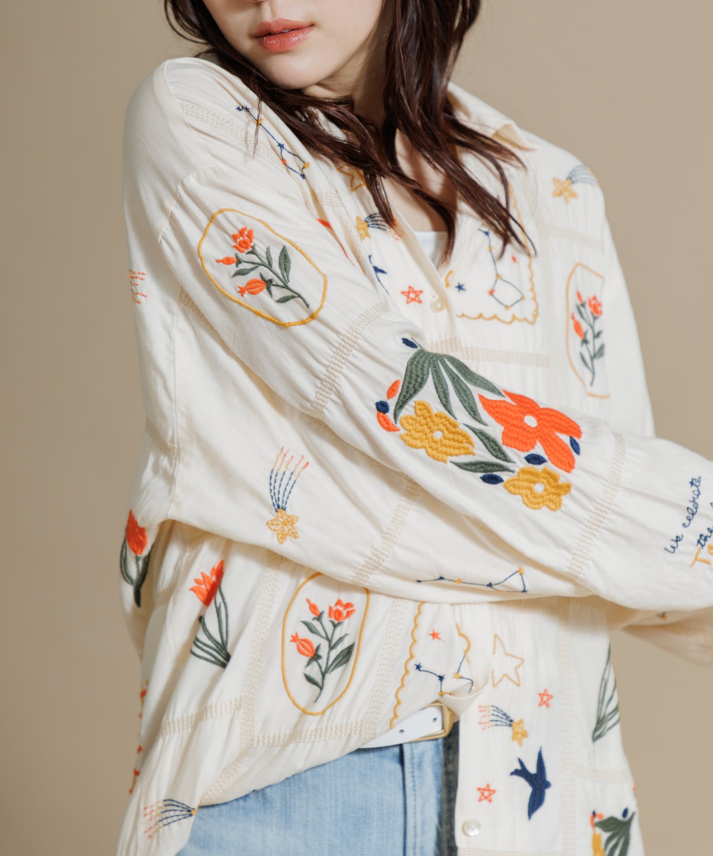 【MEN , WOMEN】LEIN / パッチワーク刺繍シャツ