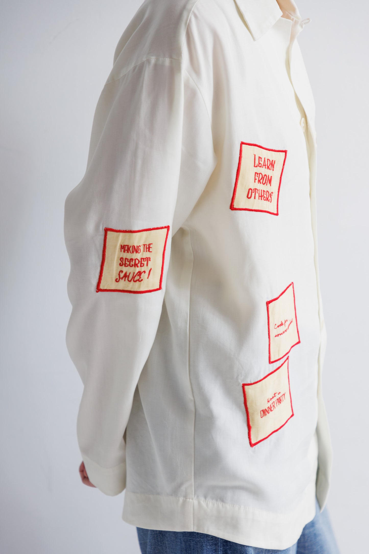 【MEN , WOMEN】LEIN / アップリケ刺繍シャツ