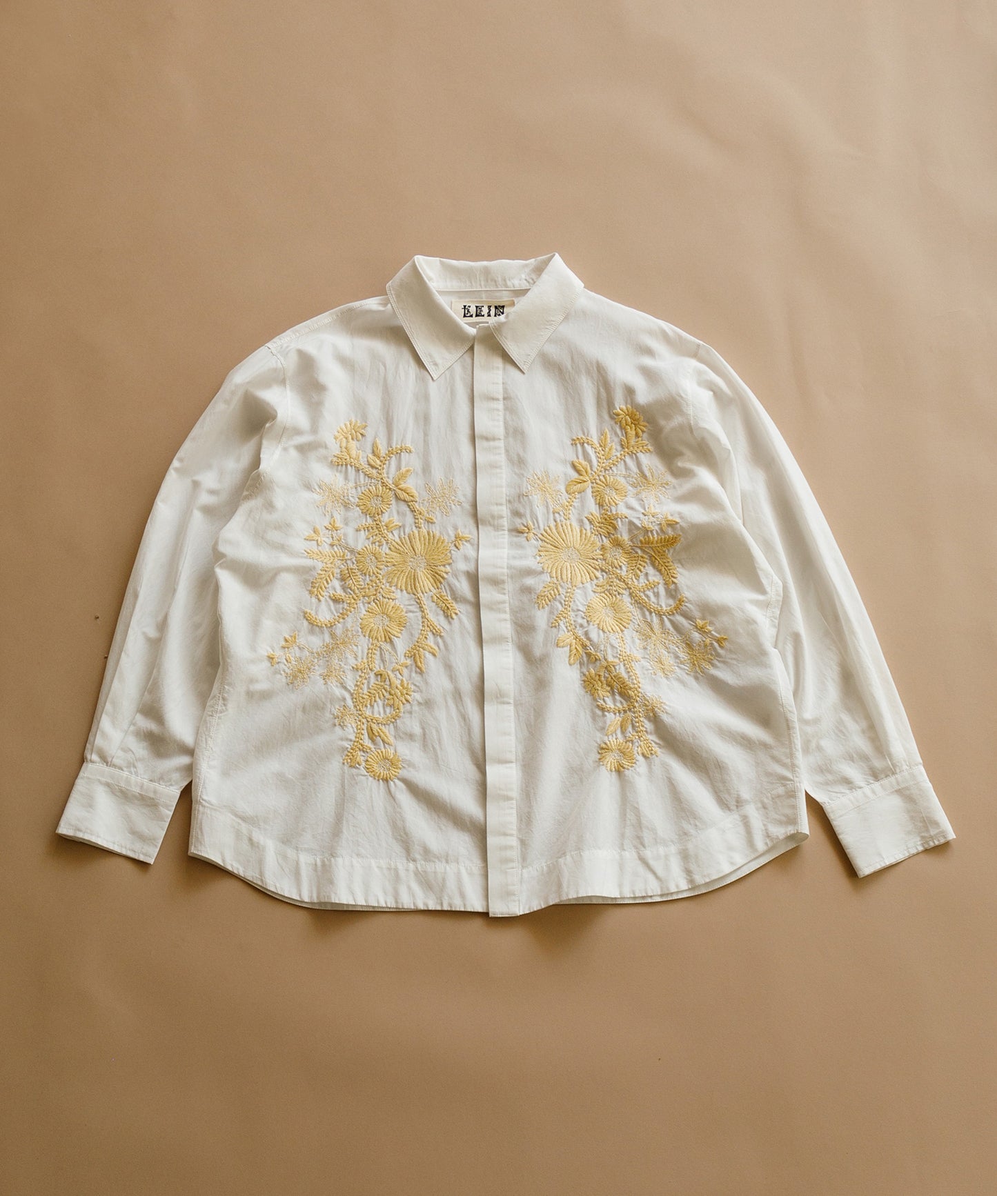 【MEN , WOMEN】LEIN / コットンシルクフラワーエンブロイダリーシャツ