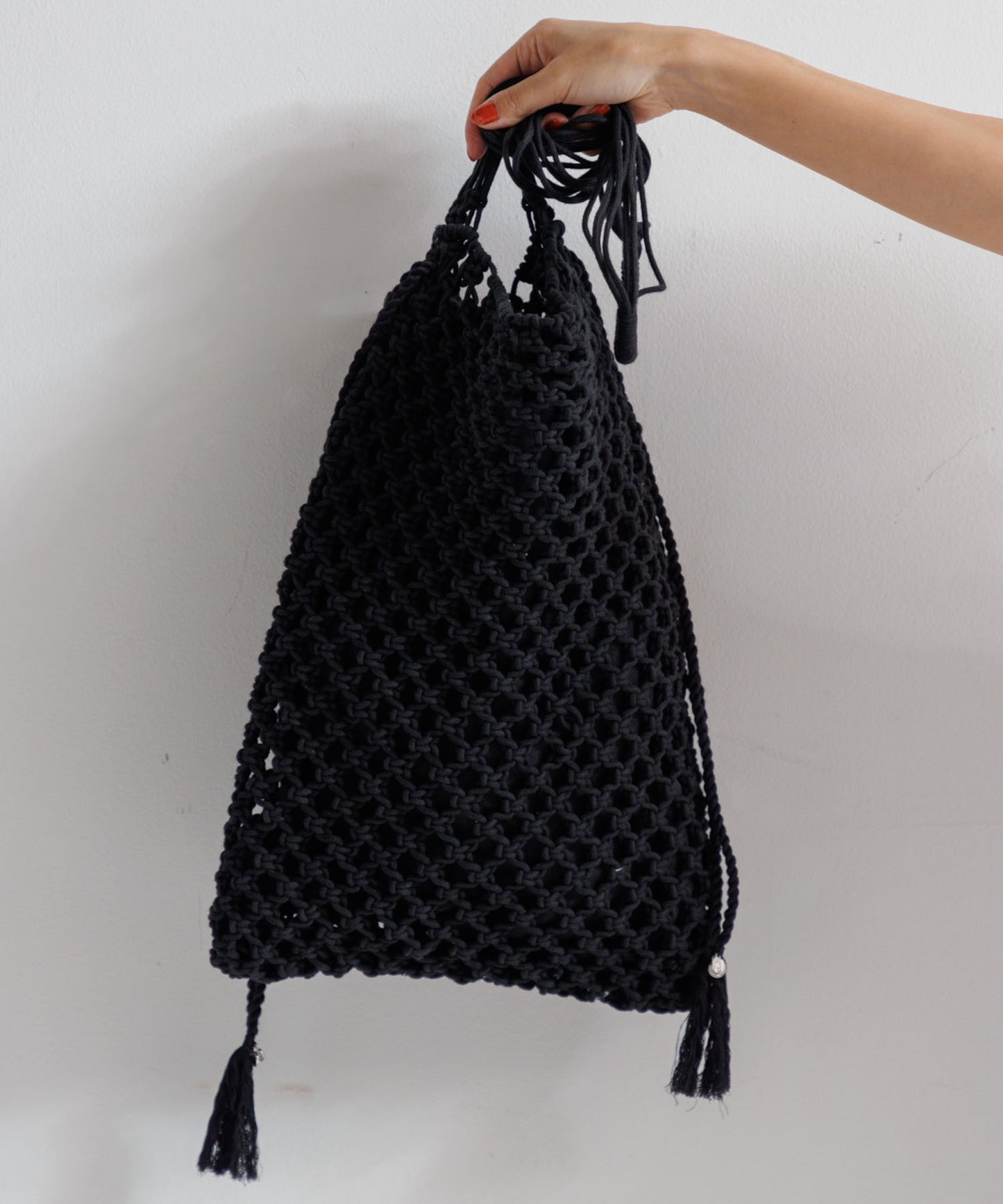 【MEN,WOMEN】LEIN マクラメ巾着ショルダーバッグ