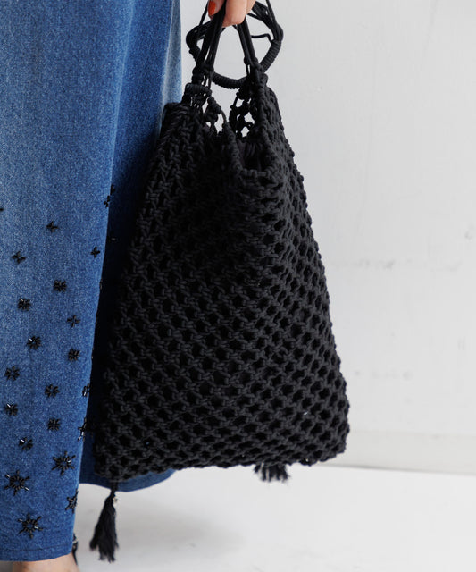 【MEN,WOMEN】LEIN マクラメ巾着ショルダーバッグの写真