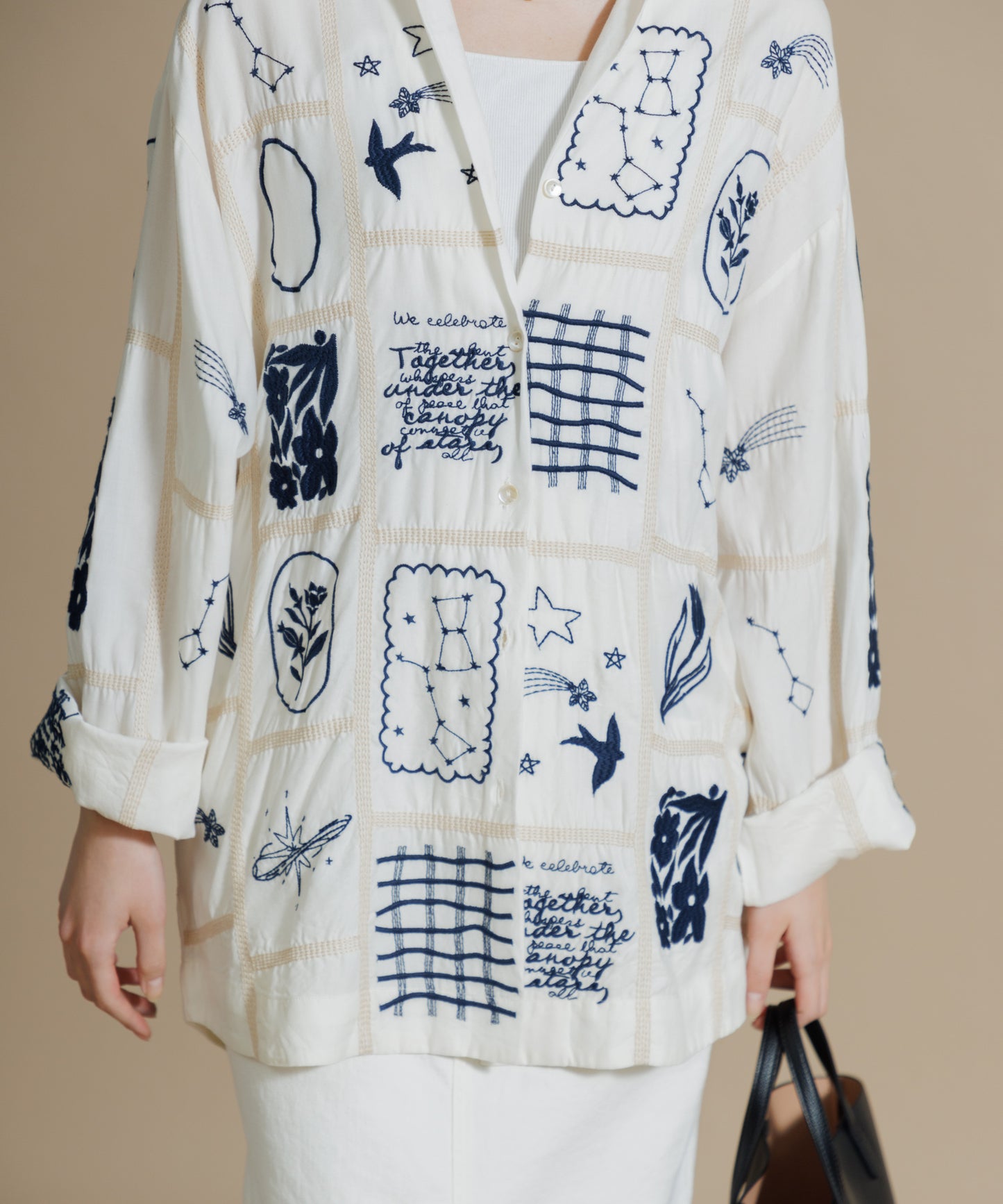 【MEN , WOMEN】LEIN / パッチワーク刺繍シャツ