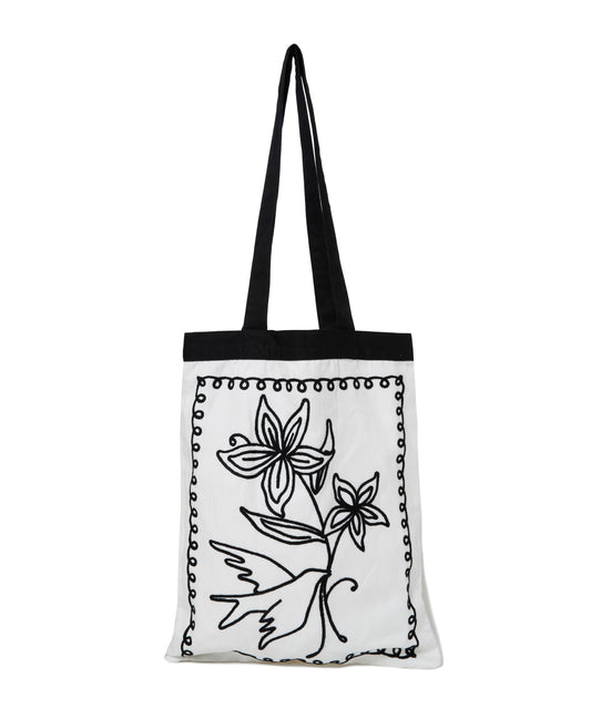 【MEN,WOMEN】LEIN コットンリネンアリ刺繍トートバッグの写真