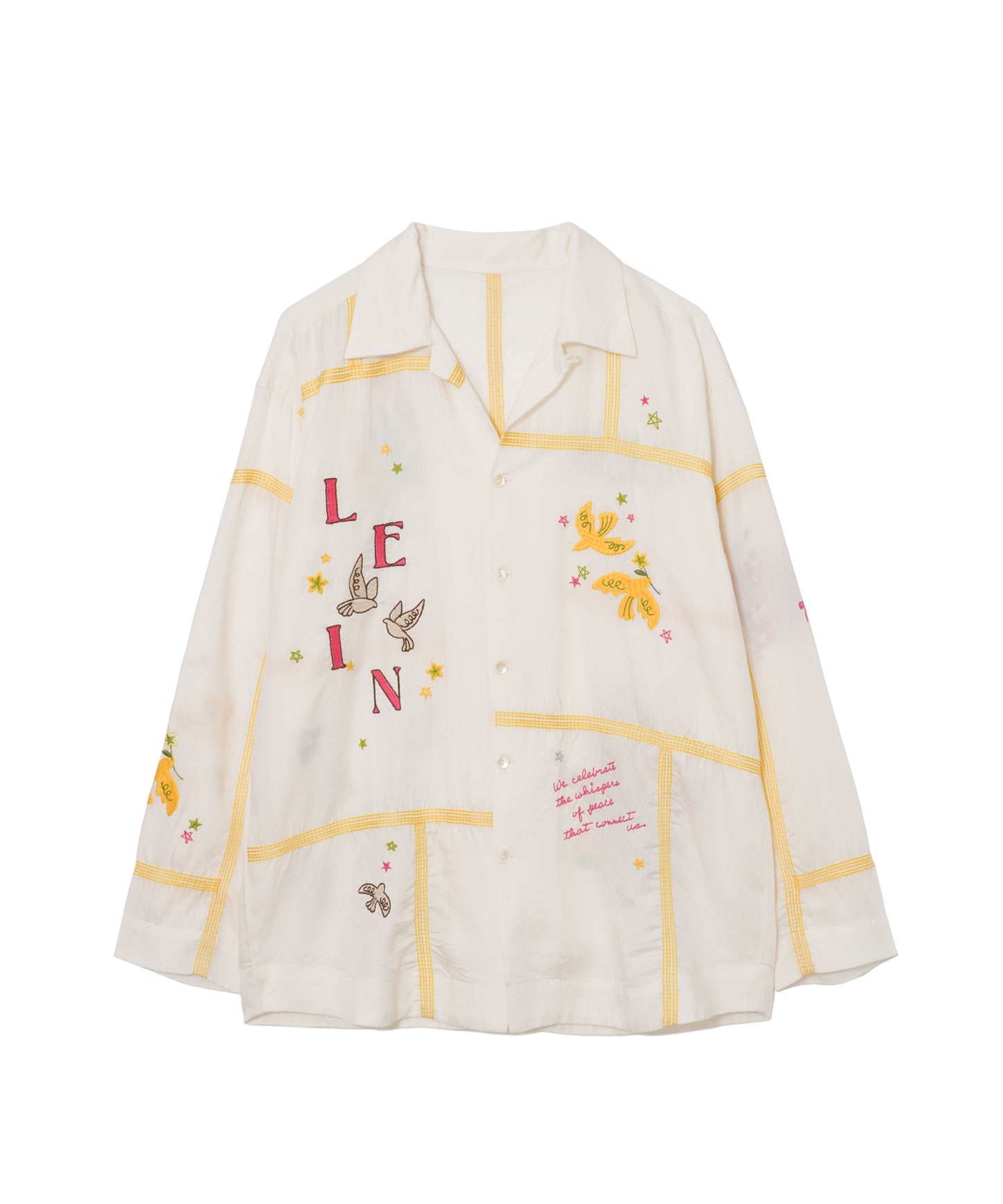 【MEN,WOMEN】LEIN お絵描きパッチワーク刺繍シャツ