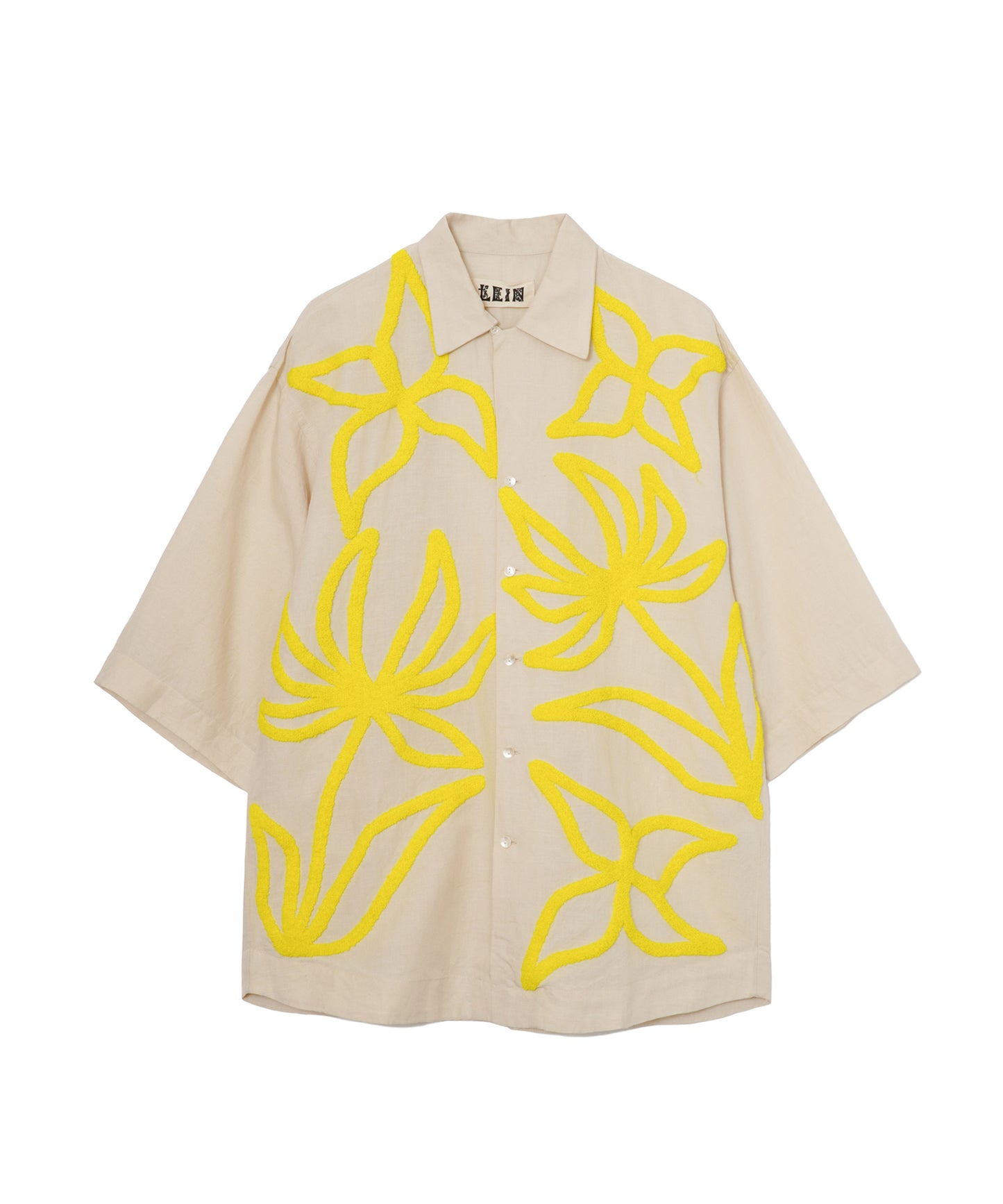 【MEN,WOMEN】LEIN ギザコットンリネンタオル刺繍シャツ